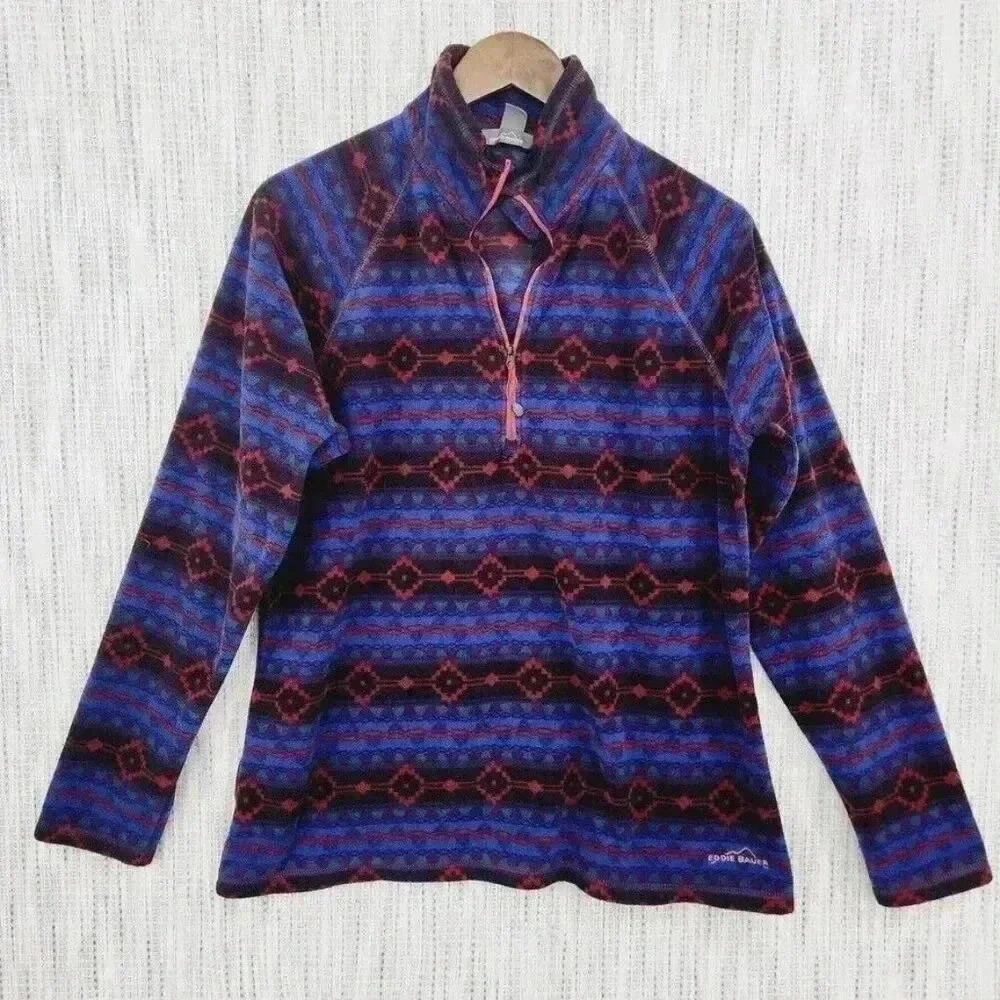 Eddie Bauer Aztec Women's Fleece Sweatshirt Size M Mock neck pullover